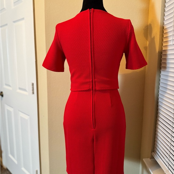 ASOS Red Pleated Ruffled Sheath Dress - Picture 2 of 6